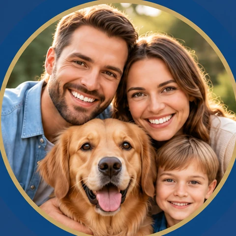 Familie mit Golden Retriever – Hundehaftpflichtversicherung in Rheinfelden (Baden)
